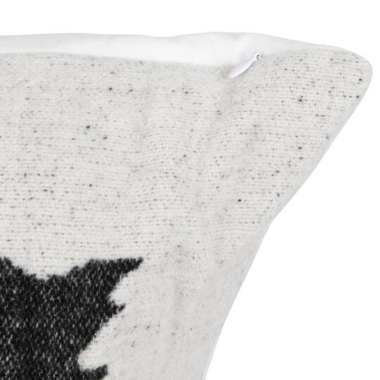 17" White and Black Forest Trees Worsted Christmas Square Throw Pillow